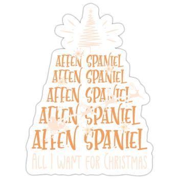 Affen Spaniel Hund Weihnachten Hunderasse - Sticker Größe S (10 x 10 cm) - Mattweiß - Vorne