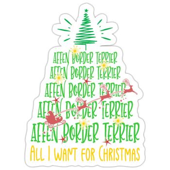 Affen Border Terrier Hund Weihnachten Hunderasse - Sticker Größe S (10 x 10 cm) - Mattweiß - Vorne