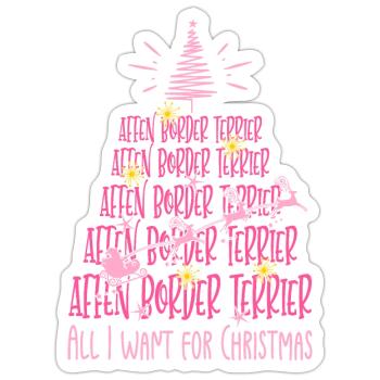 Affen Border Terrier Hund Weihnachten Hunderasse - Sticker Größe S (10 x 10 cm) - Mattweiß - Vorne