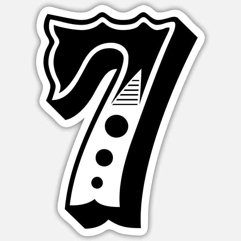 7 - Number - Number - Sticker size S (10 x 10 cm) - white matte