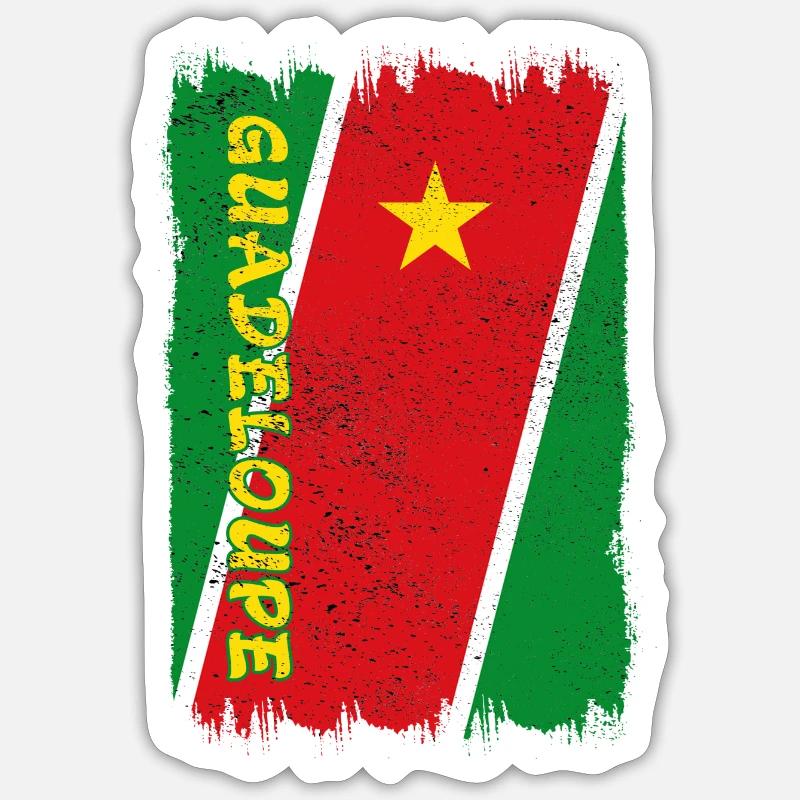 Drapeau de Guadeloupe - Sticker taille S (10 x 10 cm) - blanc mat