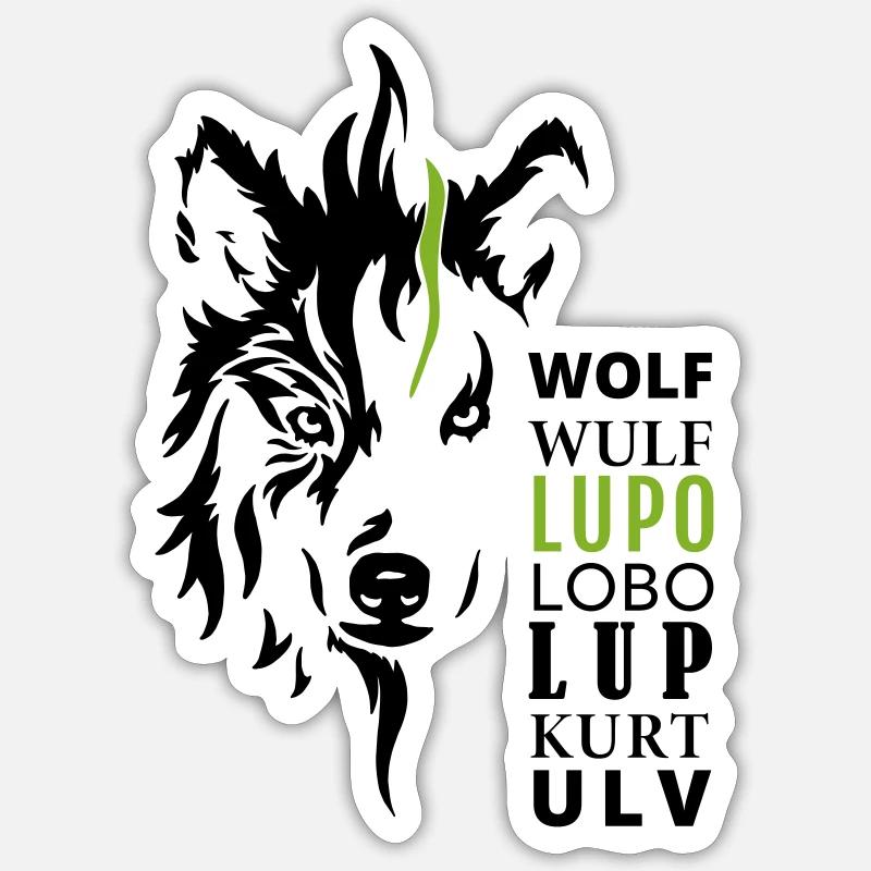 GOWILD wolf motif - with 7 languages Sticker size S (10 x 10 cm)