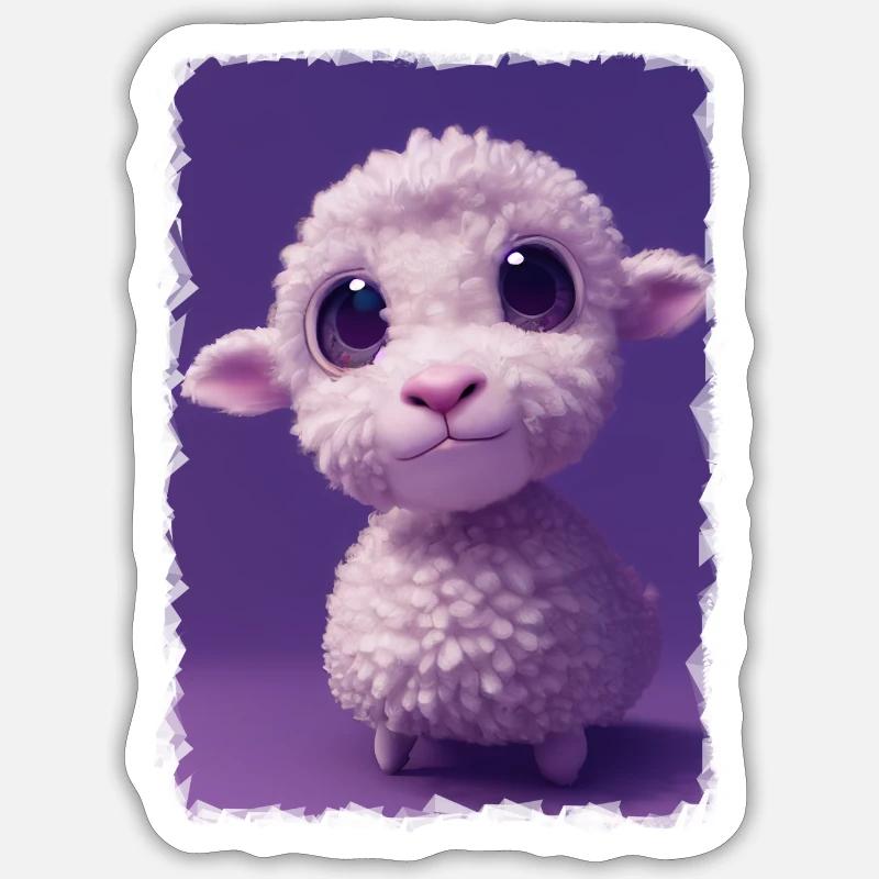 Mouton doux - Sticker taille S (10 x 10 cm) - blanc mat