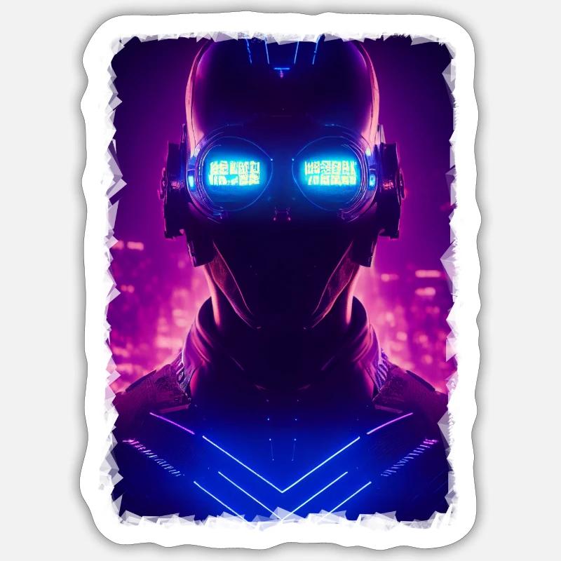 Sci-Fi Neonpunk - Sticker taille S (10 x 10 cm) - blanc mat