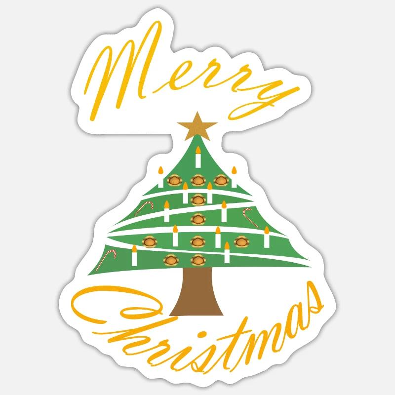 Weihnachtsbild mit Weihnachtsbaum - Sticker Größe S (10 x 10 cm) - Mattweiß