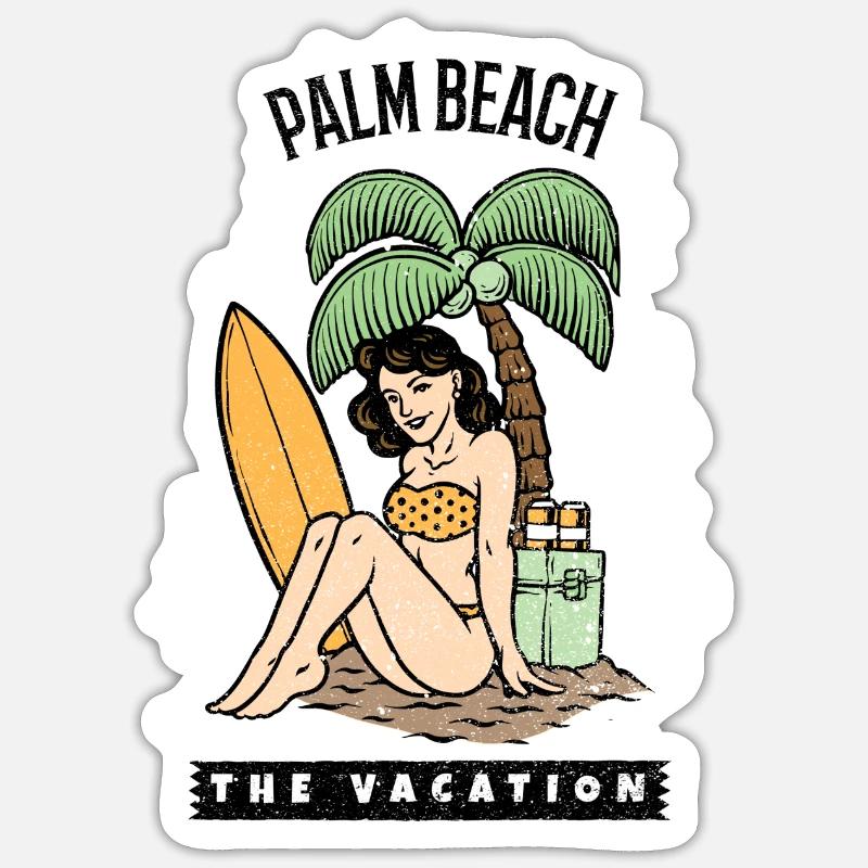 Palm Beach pin up - Sticker Größe S (10 x 10 cm) - Mattweiß