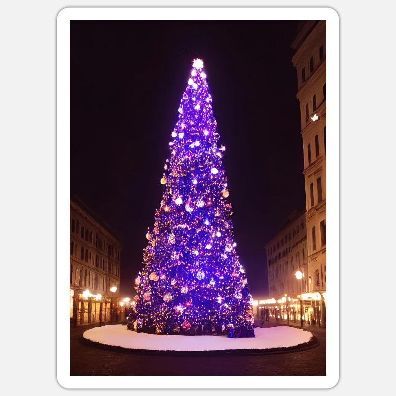 Lila Weihnachtsbaum Sticker Größe S (10 x 10 cm)