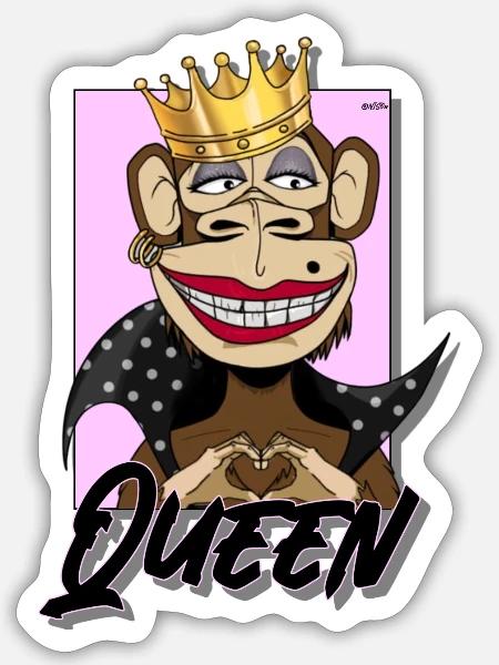 Niso His Queen Crazymonkey - Sticker Größe S (10 x 10 cm) - Mattweiß