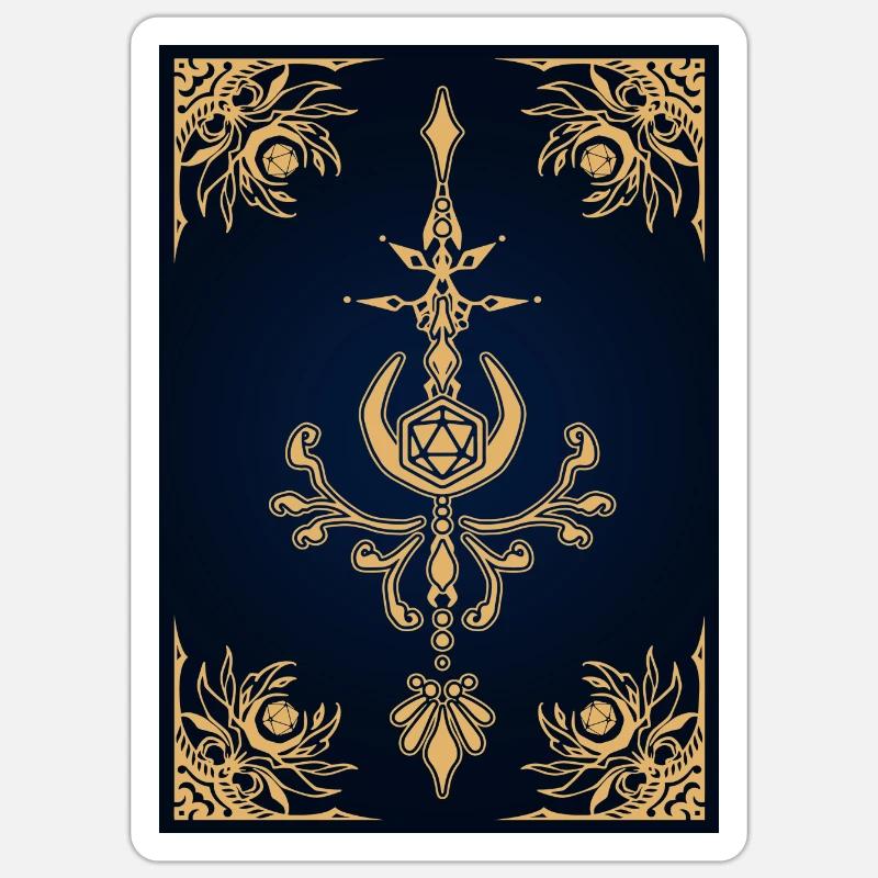 carte de sort lune et feuilles Sticker taille S (10 x 10 cm)