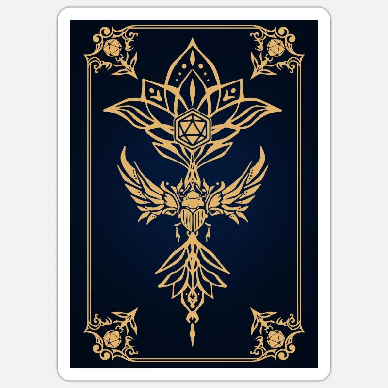 carte de sort scarabée égyptien - Sticker taille S (10 x 10 cm) - blanc mat