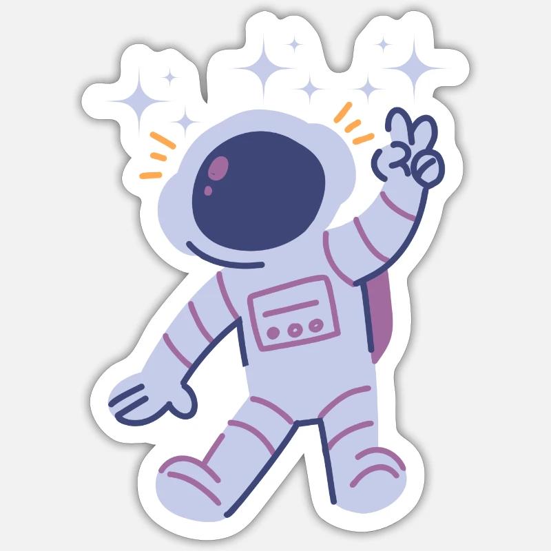 Idée cadeau astronaute Spaceman - Sticker taille S (10 x 10 cm) - blanc mat