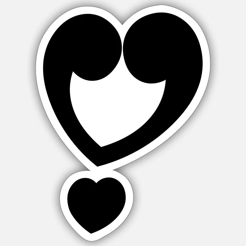 Exclamation mark heart - Sticker size S (10 x 10 cm) - white matte