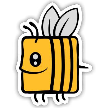 Carré petite abeille mignonne - Sticker taille S (10 x 10 cm) - blanc mat - Devant