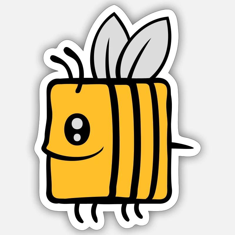 Carré petite abeille mignonne - Sticker taille S (10 x 10 cm) - blanc mat