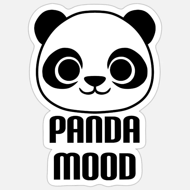 Panda Mood : Illustration de panda mignon - Sticker taille S (10 x 10 cm) - blanc mat
