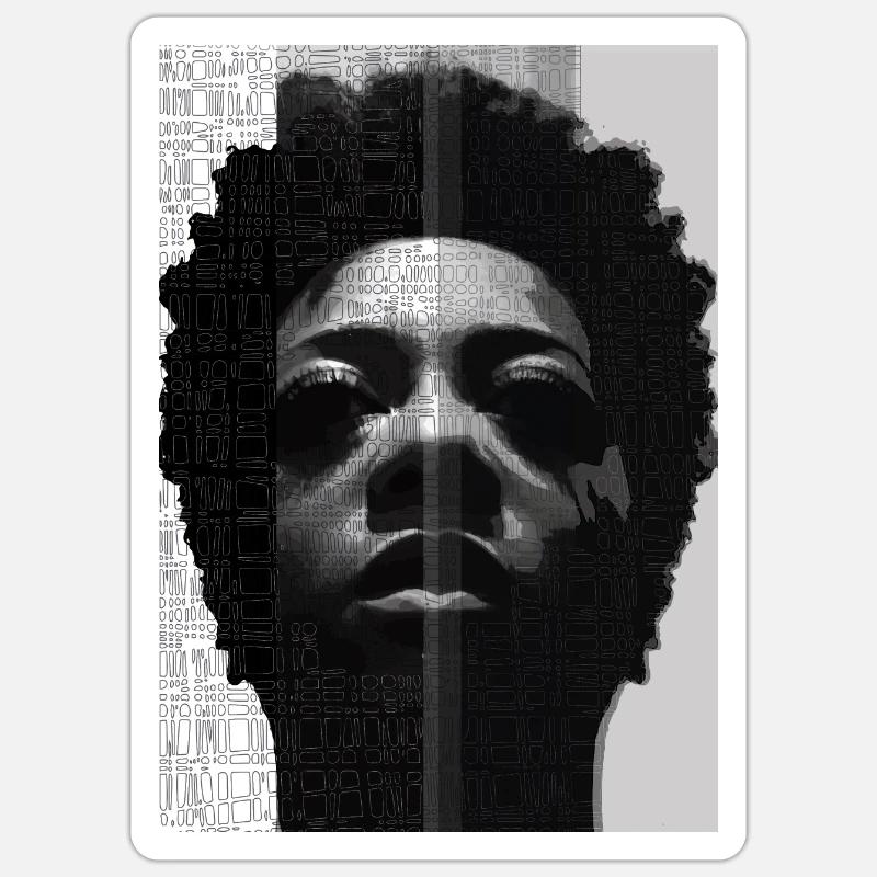 Afro Mädchen - Sticker Größe S (10 x 10 cm) - Mattweiß