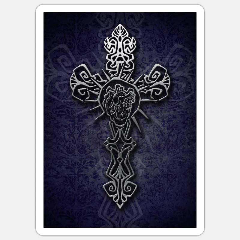 Barocker Gothic Cross Aufkleber Sticker Größe S (10 x 10 cm)