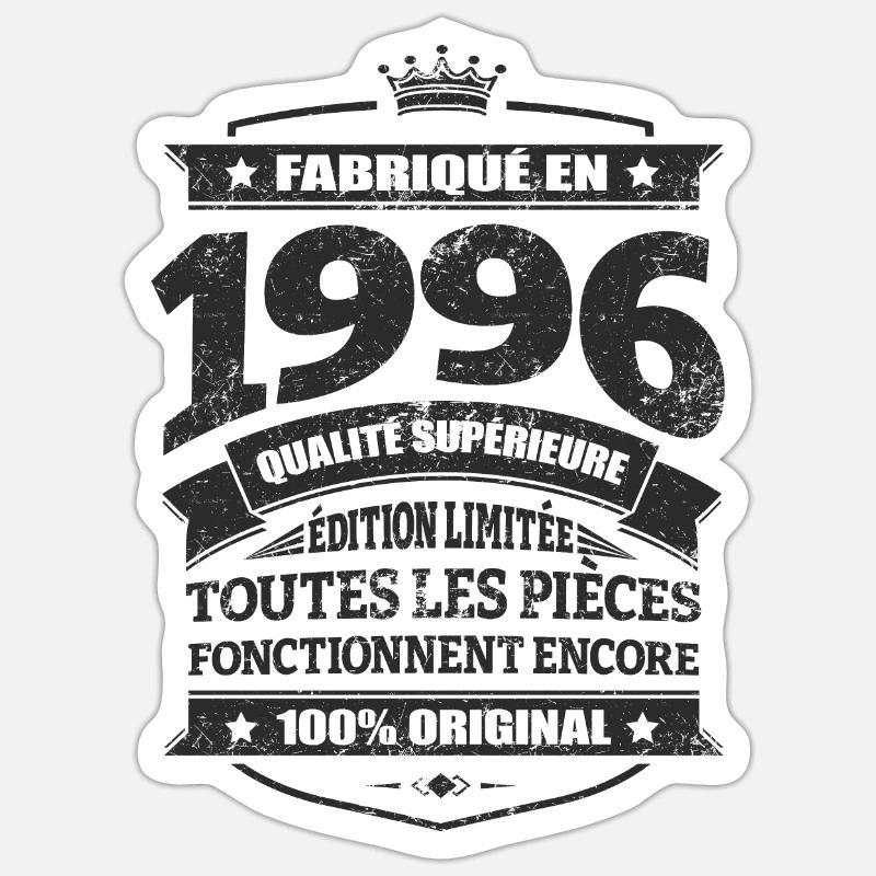 FABRIQUÉ EN 1996 - Sticker taille S (10 x 10 cm) - blanc mat