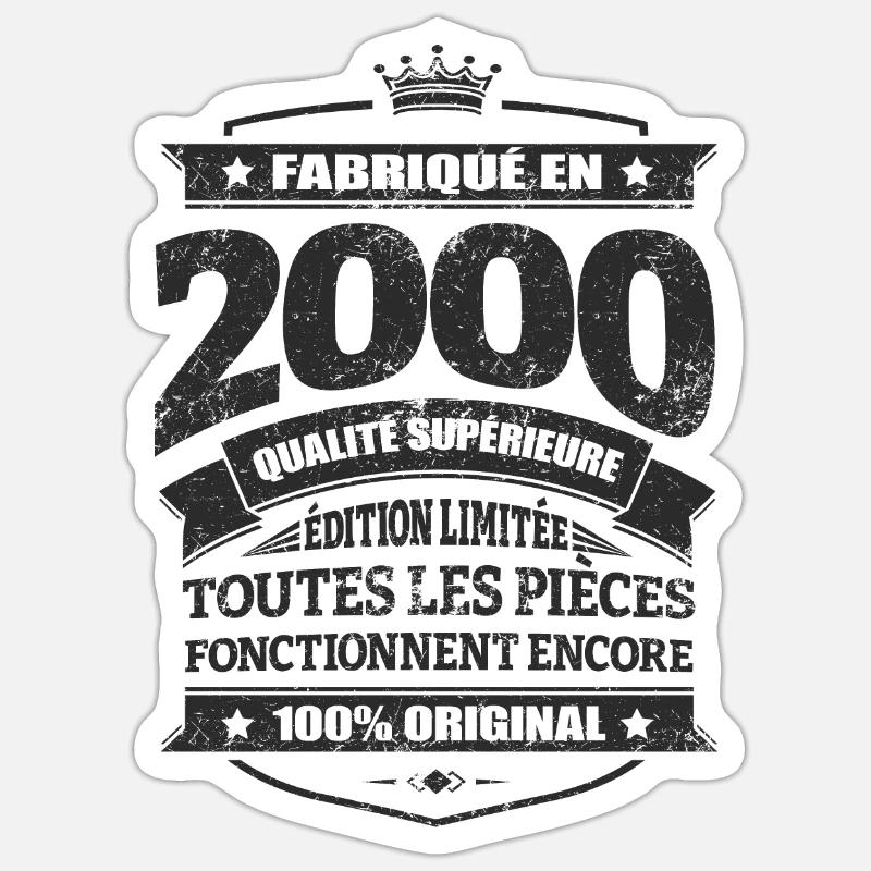 FABRIQUÉ EN 2000 - Sticker taille S (10 x 10 cm) - blanc mat