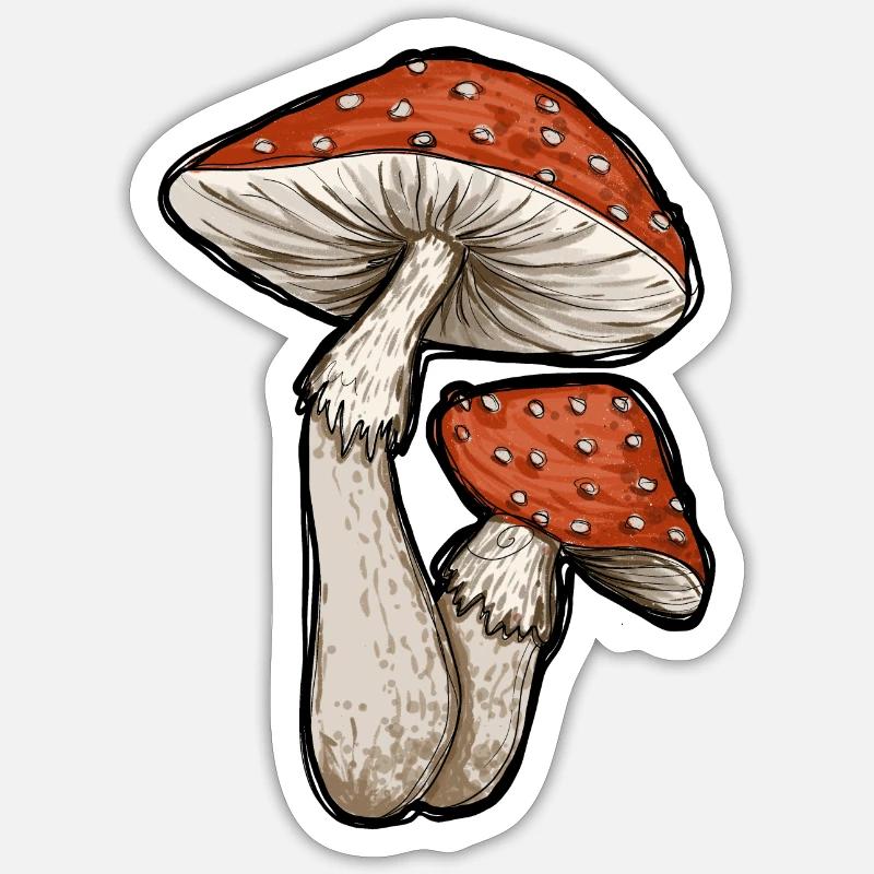 Toadstools Illustration - Sticker size S (10 x 10 cm) - white matte