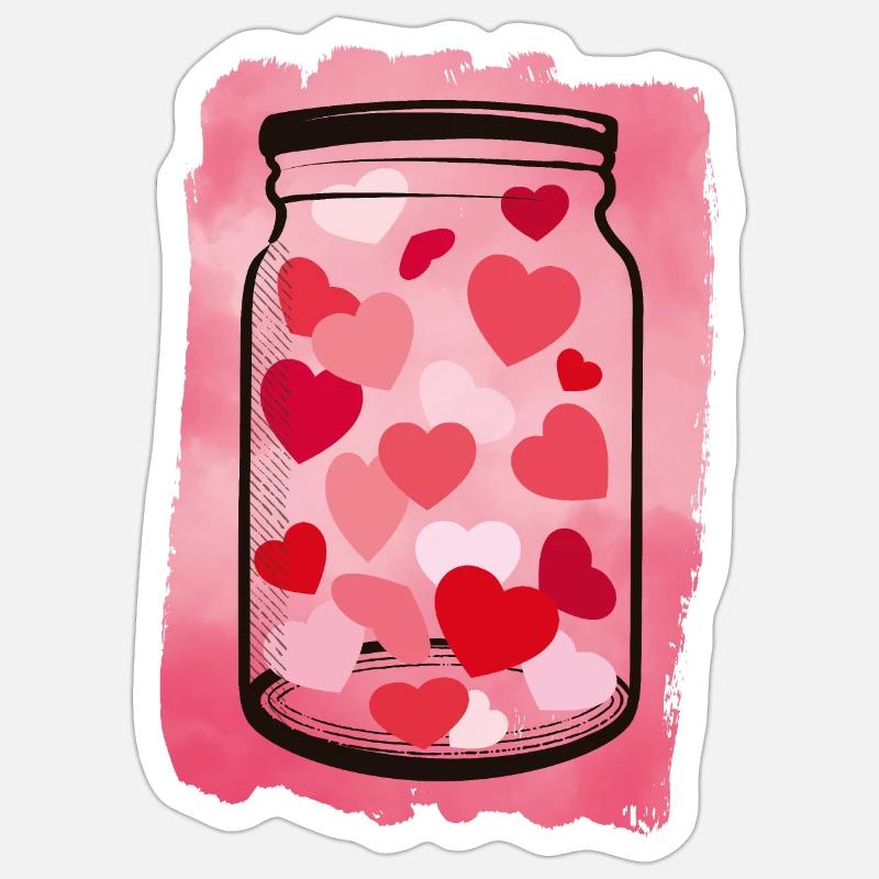 Cœurs dans un bocal Sticker taille S (10 x 10 cm)