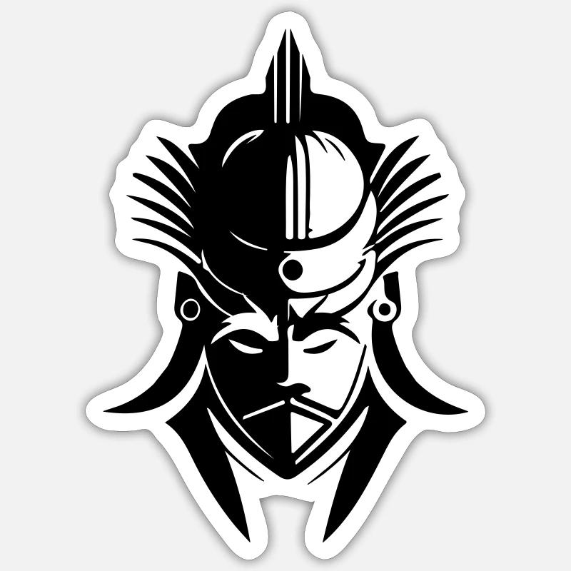 Tête de samouraï - Sticker taille S (10 x 10 cm) - blanc mat