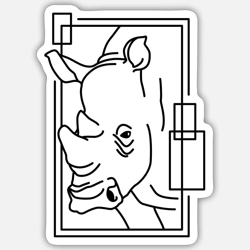Rhinoceros in geometric design - Sticker size S (10 x 10 cm) - white matte