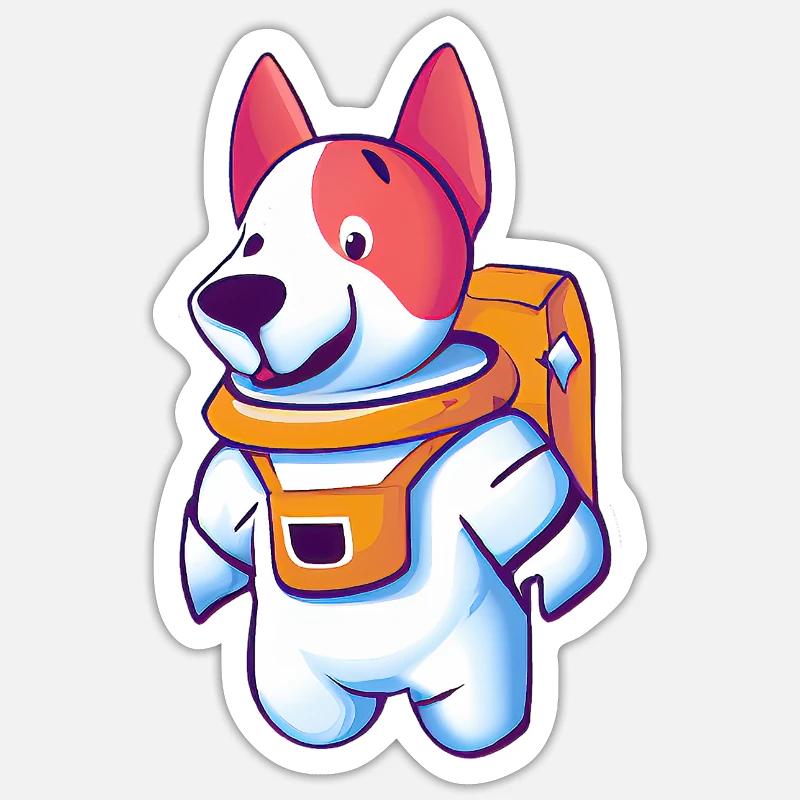 chien astronaute - Sticker taille S (10 x 10 cm) - blanc mat
