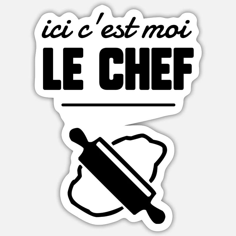Ici c’est moi le chef - Sticker taille S (10 x 10 cm) - blanc mat