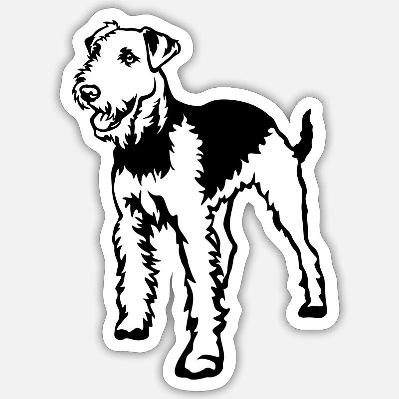 Airedale Terrier - Sticker Größe S (10 x 10 cm) - Mattweiß