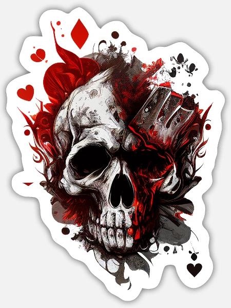 Splash mehrfarbiger Schädel. Pokerface - Sticker Größe S (10 x 10 cm) - Mattweiß
