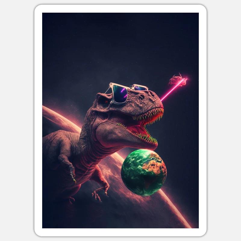 Dinosaure dans l'espace Sticker taille S (10 x 10 cm)