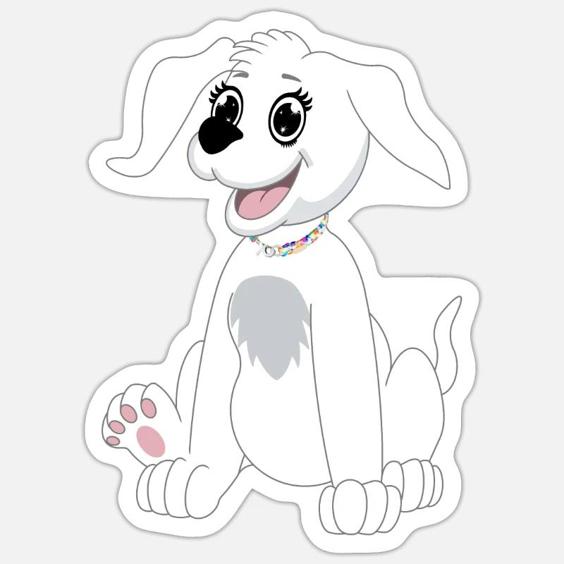 Chien assis - blanc - Sticker taille S (10 x 10 cm) - blanc mat