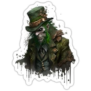 Zombie Leprechaun mit Zylinder - Sticker Größe S (10 x 10 cm) - Mattweiß - Vorne