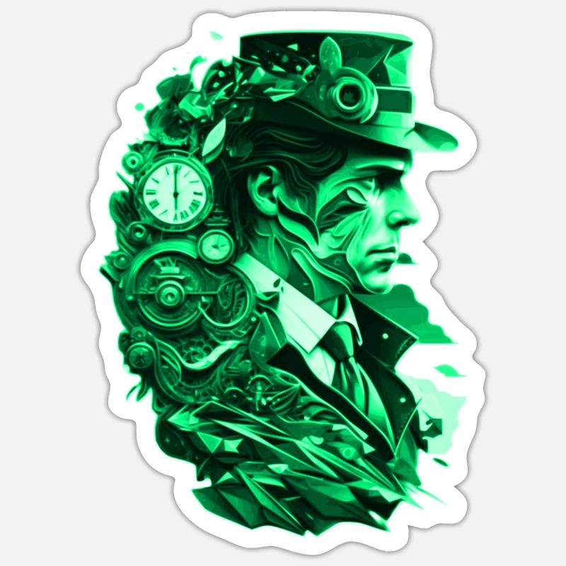 Retro steampunk design with a time machine Sticker size S (10 x 10 cm)