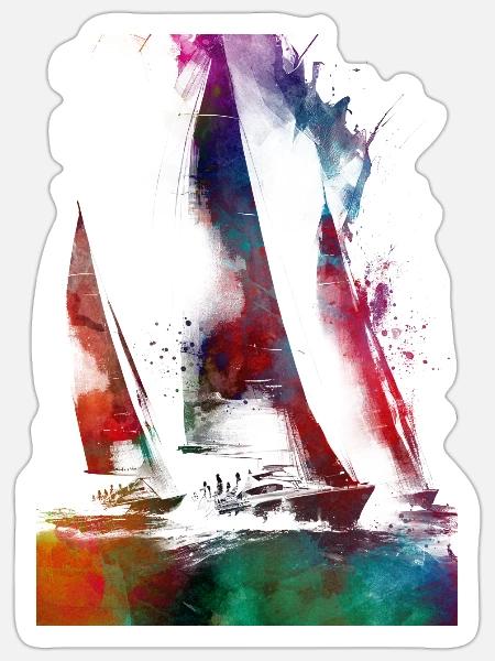 Segelsport Kunst #sailing - Sticker Größe S (10 x 10 cm) - Mattweiß