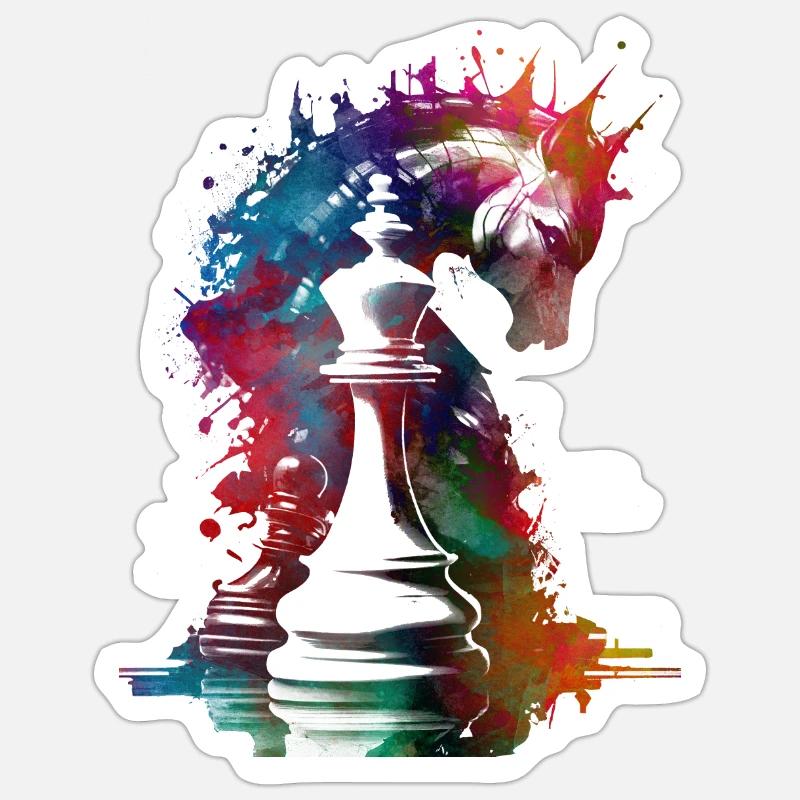 Échecs #chess #sport - Sticker taille S (10 x 10 cm) - blanc mat