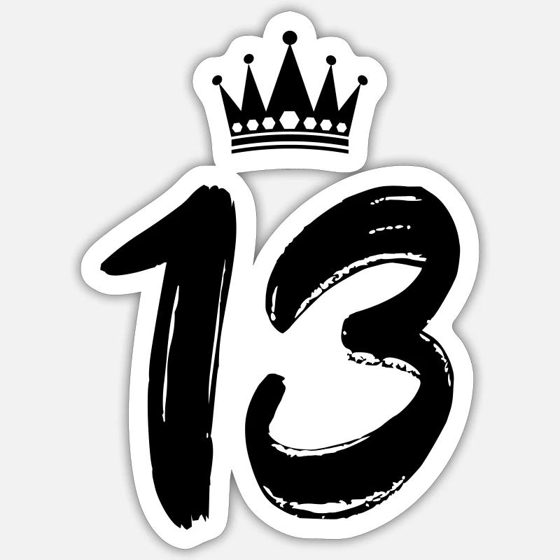 13 couronne - Sticker taille S (10 x 10 cm) - blanc mat