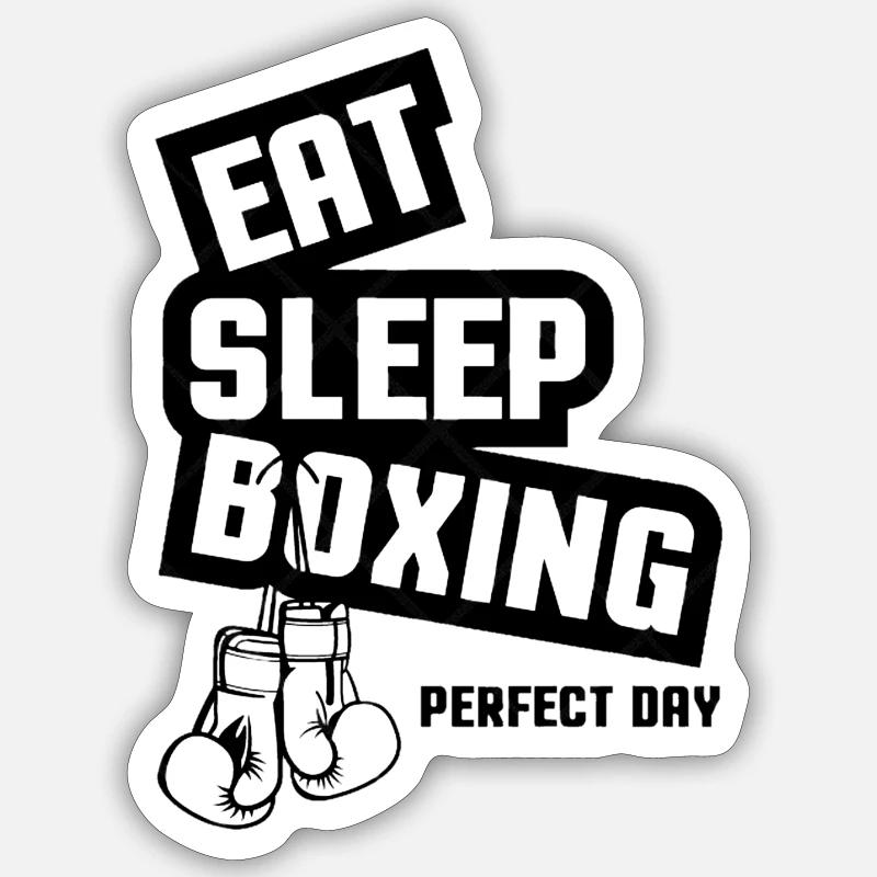 Mangez Sleep Boxing - Sticker taille S (10 x 10 cm) - blanc mat