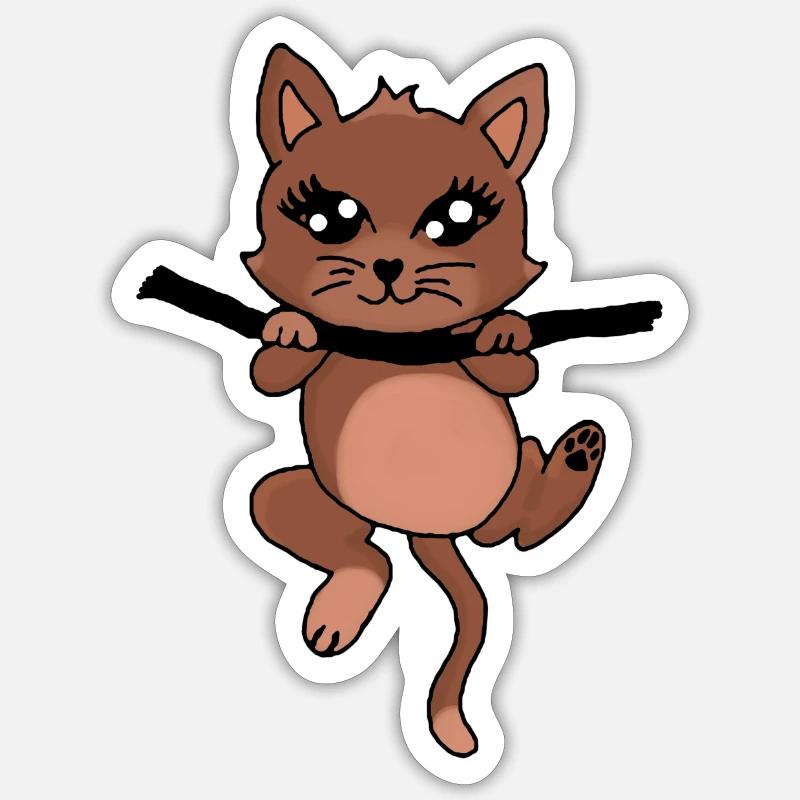 mignon chat marron Sticker taille S (10 x 10 cm)