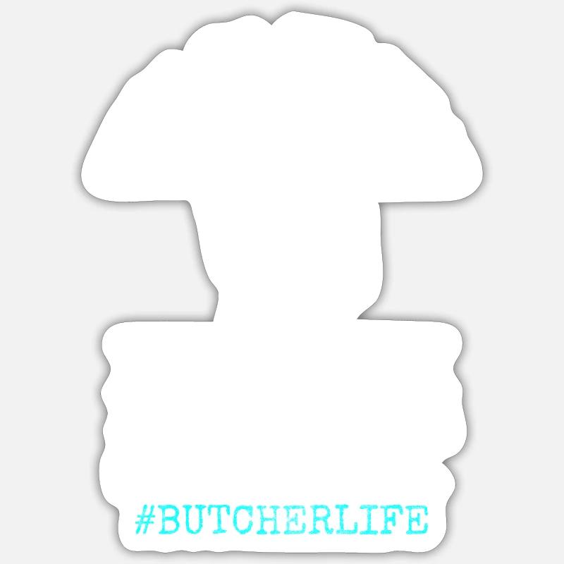 Bœuf boucher - Sticker taille S (10 x 10 cm) - blanc mat