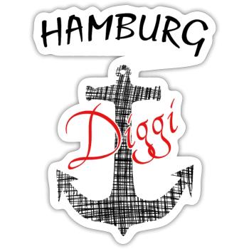 Hamburg Diggi - Sticker Größe S (10 x 10 cm) - Mattweiß - Vorne