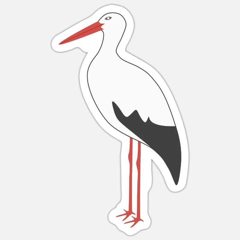 Cigogne blanche - Sticker taille S (10 x 10 cm) - blanc mat