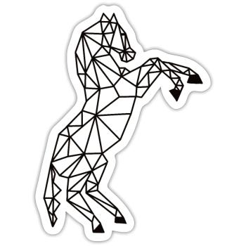 aufbäumendes Pferd in geometrischer Darstellung - Sticker Größe S (10 x 10 cm) - Mattweiß - Vorne