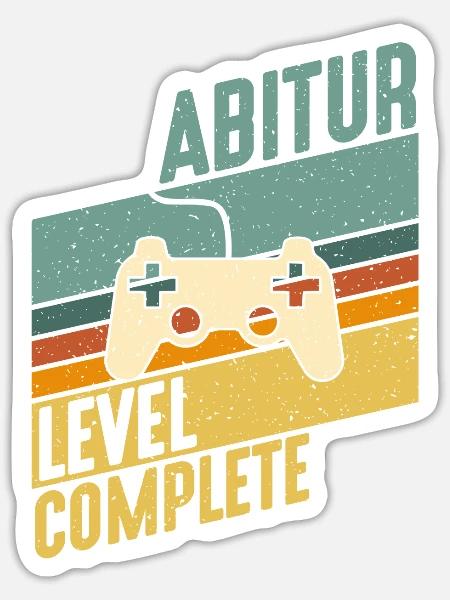 Abitur Level Komplett Gamer Konsole Abiturient Abi - Sticker Größe S (10 x 10 cm) - Mattweiß