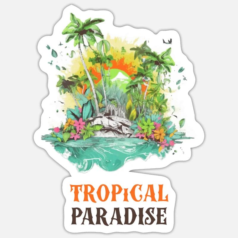 Paradis Tropical - Sticker taille S (10 x 10 cm) - blanc mat