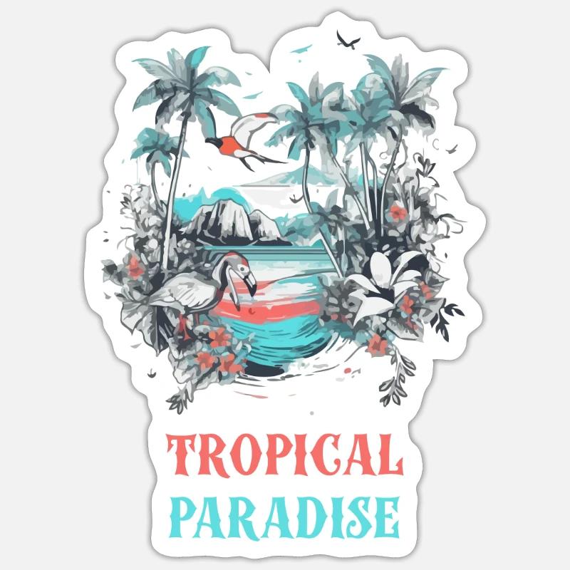 Paradis Tropical - Sticker taille S (10 x 10 cm) - blanc mat
