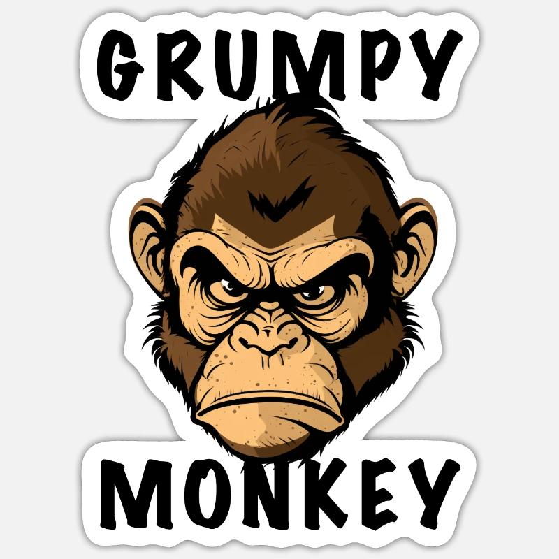 GRUMPY MONKEY - Sticker size S (10 x 10 cm) - white matte