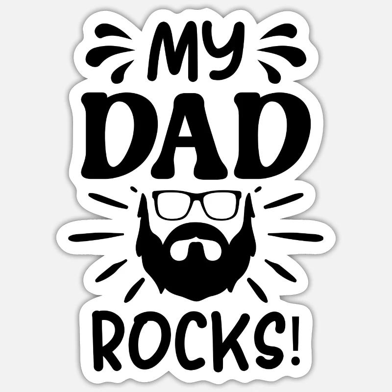 Mon père est rock! - Sticker taille S (10 x 10 cm) - blanc mat