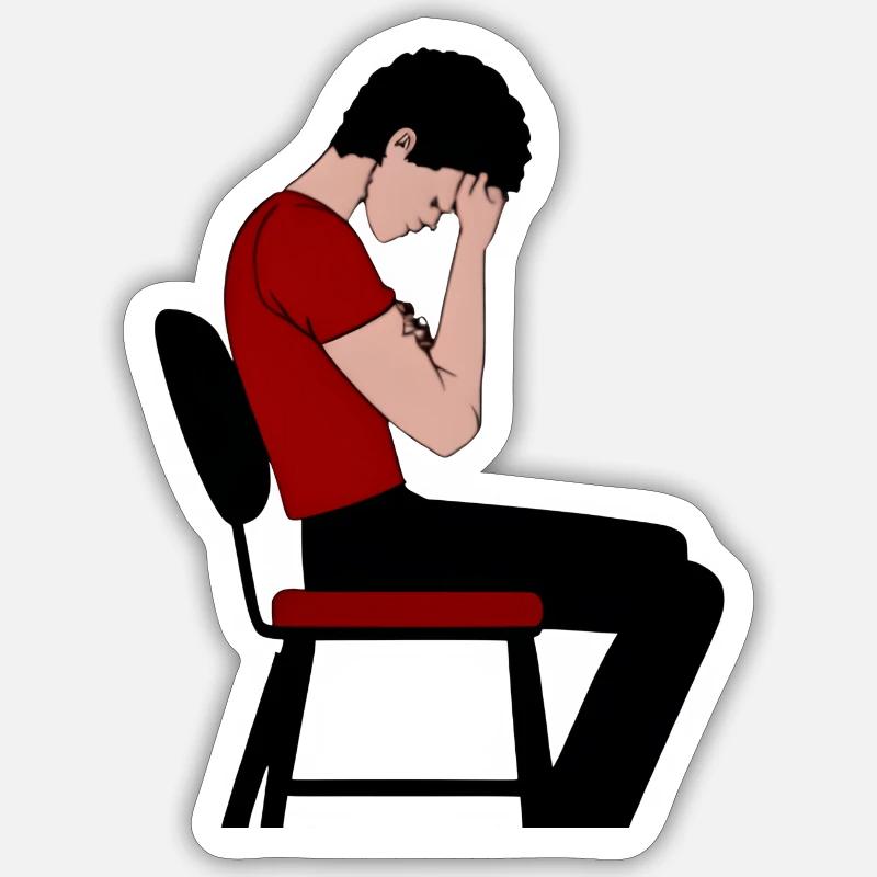 Denkender Mann - Sticker Größe S (10 x 10 cm) - Mattweiß